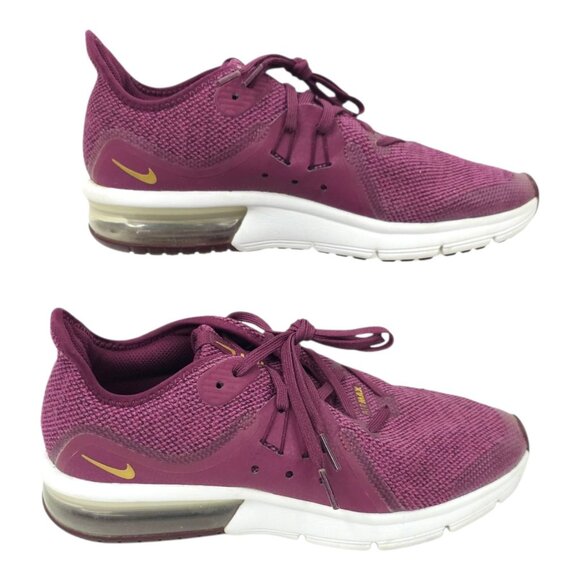 Nike Air Max Sequent 3 GS Big Kids US 7Y EU 40 922885-600 Bordeaux Metallic Gold - Picture 2 of 16